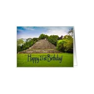  21st Birthday Mayan Temple in Tropical Rain Forest Card: Toys & Games