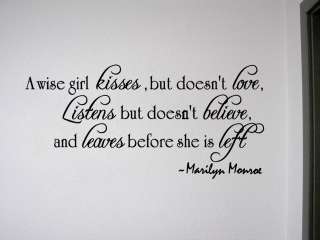 WISE GIRL Marilyn Monroe Vinyl Wall Quote Decal Home Decor Art 