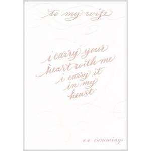   Birthday Greeting Card Wife Pink and White Heart 