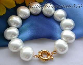 19mm white egg SOUTH SEA SHELL PEARL bracelet  