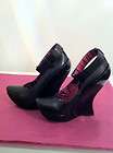 Celine Edgy Runway Black Wedge Nappa Leather Shoes EU37 UK4 US7   (NEW 