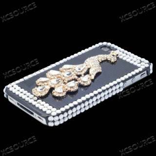 Peacock 3D glitter Bling Hard Case Cover For iPhone 4 4G 4S PC93 