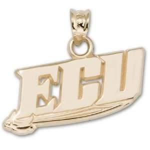   Carolina Pirates 3/8 ECU Word Mark Pendant   Gold Plated Jewelry