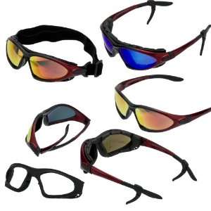 QUADTRAC RED Revo Windmaster Foam Padded Sunglasses, VARIOUS Lens 