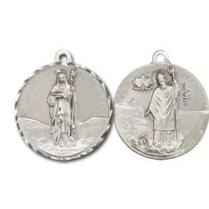 St. Bridget & St. Patrick Medal, Sterling Silver Pendant 