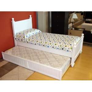  Solid Pine Twin Bed with Trundle White: Home & Kitchen