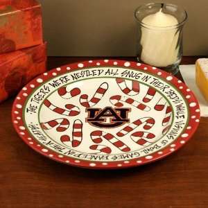  Auburn Tigers White Red Ceramic Christmas Plate: Sports 