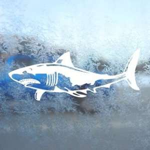  Great White Shark White Decal Scuba Diver Dive Car White 