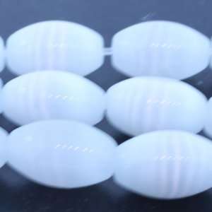 White Cats Eye : Barrel Plain   13mm Height, 8mm Width, Sold by: 16 
