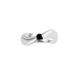   Cts Black Diamond Solitaire Wave Ring in 14K White Gold 10.0: Jewelry