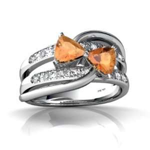  14K White Gold Trillion Fire Opal Ring Size 7 Jewelry