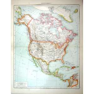  Antique Map North America Greenland Mexico Cuba Hayti 
