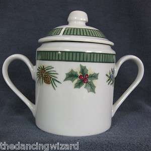 Wintergreen Fairfield China Sugar Bowl with Lid Holly Berries 