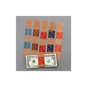  Self Adhesive Brown Kraft/Red Currency Bands, $500 Value 