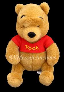 Disney Store WINNIE the POOH Bear Plush Stuffed Animal Toy Brown Red 