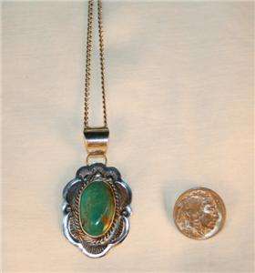NAVAJO Albert Cleveland .925 Silver & Turquoise Pendant  