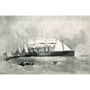   Iron Sailing Steam Thames   Original Halftone Print
