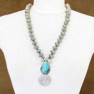 STERLING TURQUOISE MERCURY DIME LIBERTY DOLLAR NECKLACE RETAIL: $ 