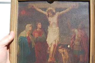 120 year old Hand Painted Stations of the Cross + (#5)  