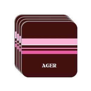 Personal Name Gift   AGER Set of 4 Mini Mousepad Coasters (pink 