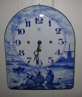   Porcelain 8 Day Wall Clock Germany Dutch Holland Windmills  