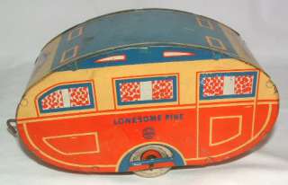   1930’s ANTIQUE LITHO TIN TOY MARX LONESOME PINE TRAVEL HOUSE TRAILER