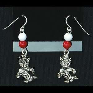   Wolfpack Beaded Wire Logo Earring NCAA College Athletics Sports