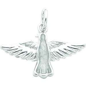  Sterling Silver Holy Spirit Round Charm: Jewelry