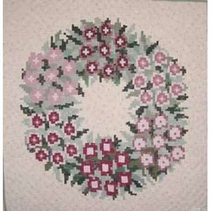    Unique Tiny Piece Floral Wreath Quilt Wall Hanging