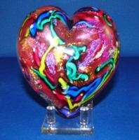 GLASS EYE STUDIO Hearts of Fire Paperweight 557 RED  