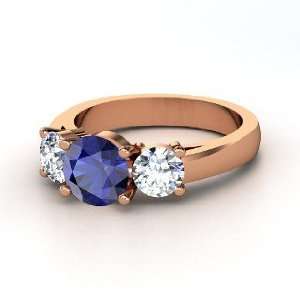  Arpeggio Ring, Round Sapphire 14K Rose Gold Ring with 