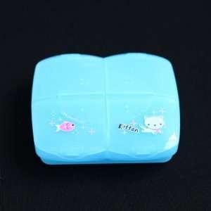  Medicine Pill Plastic Box Portable Keyring Blue Case 