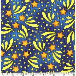  45 Wide Doodle Bugs Stars Blue Fabric By The Yard: Arts 