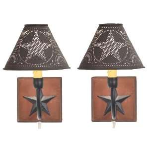  Star Wall Sconce with Tin Western Star Lamp Shade, Set of 