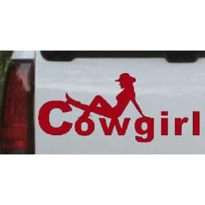 Cowgirl Western Car Window Wall Laptop Decal Sticker    Red 36in X 16 