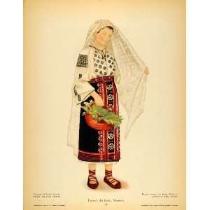  1937 Costume Romania Peasant Woman Buzau Muntenia Print 
