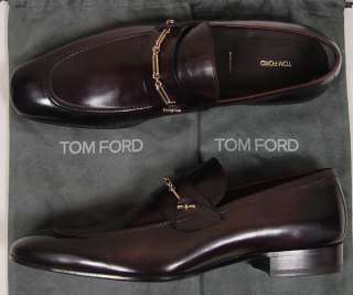 TOM FORD SHOES $2195 BORDEAUX PATINA CHAIN VAMP HANDMADE LOAFERS 10.5 
