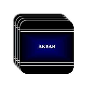 Personal Name Gift   AKBAR Set of 4 Mini Mousepad Coasters (black 
