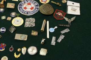 7322) Vintage Junk Draw Pin Buttons Insignia Buckles Military 