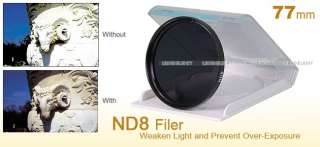 77mm CPL ND8 UV 3 Filter Set for Canon Pentax Nikon F9D  