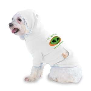  ALIENS WELCOME Hooded T Shirt for Dog or Cat LARGE   WHITE 