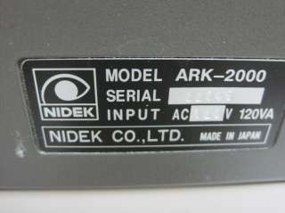 Nidek Marco ARK 2000 Auto Refractor Keratometer AutoRef Optometry 