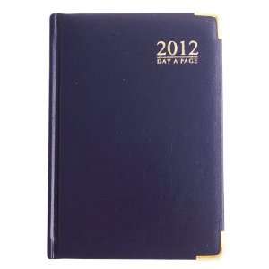 2012 A6 Day A Page Diary Padded Gilt Corner   Blue