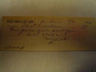 Wells Fargo & Co. Receipt for deliver of Gold Coin, Cal  