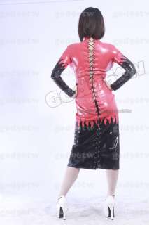 100% Latex Gummi Kleid Dress Aufblasbar Catsuit Kostüm  