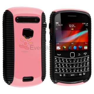   Pink Hybrid Hard Case+Privacy Film+Cable For BlackBerry Bold 9900 9930