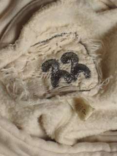 Anthropologie Twill 22 cream french terry cotton peplum hem bow jacket 