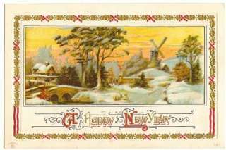 NEW YEARS GREETINGS POSTCARDS   EARLY 1900s  SET OF 4  
