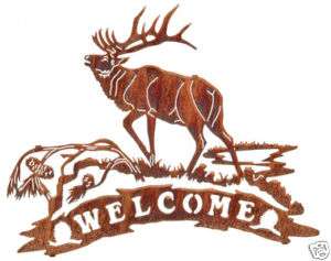MADE IN USA METAL ART ELK WELCOME SIGN OUTSIDE DECOR  