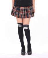 Cute Schoolgirl Tartan Check Plaid Pleated Drawstring Waist Mini Skirt 